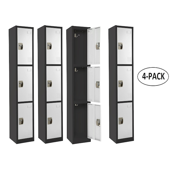 Adiroffice 12 in W, 12 in D, 72 in H, Steel ADI629-203-B-W-PKG-4 - main